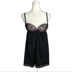 Carrie Amber Push Up Black Lace Babydoll Medium
